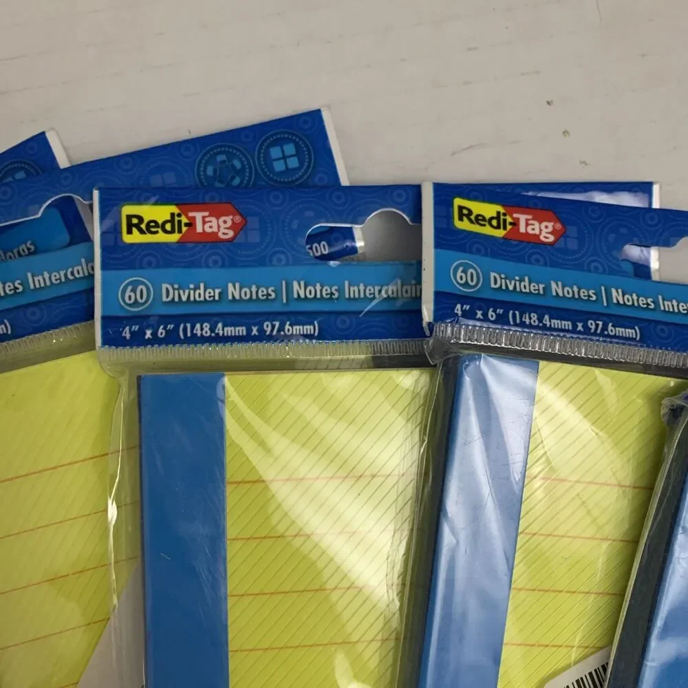 5 Redi-Tag Divider Sticky Notes with Tabs Assorted Colors 60 Sheets/Set